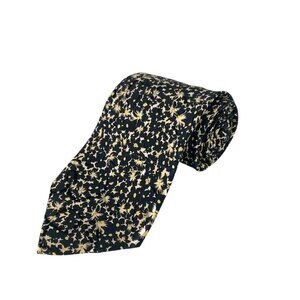 Brioni Silk Tie Made in Italy Black/Yellow Starburst Abstract Pattern Necktie